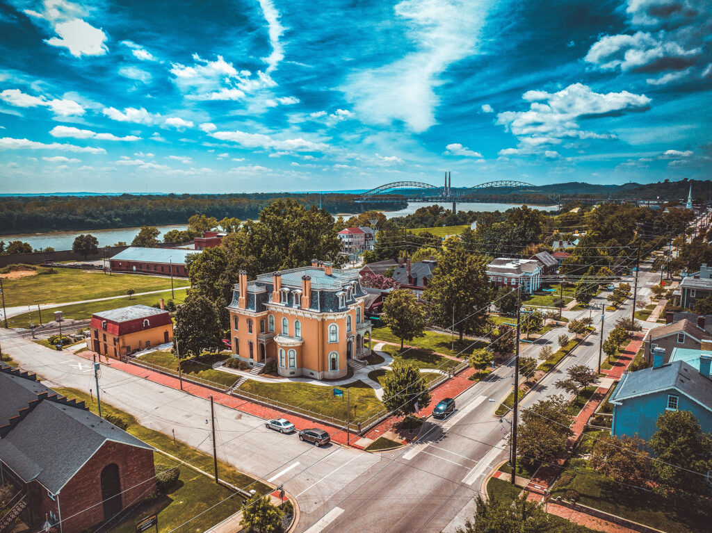 culbertson mansion aerial drone shot